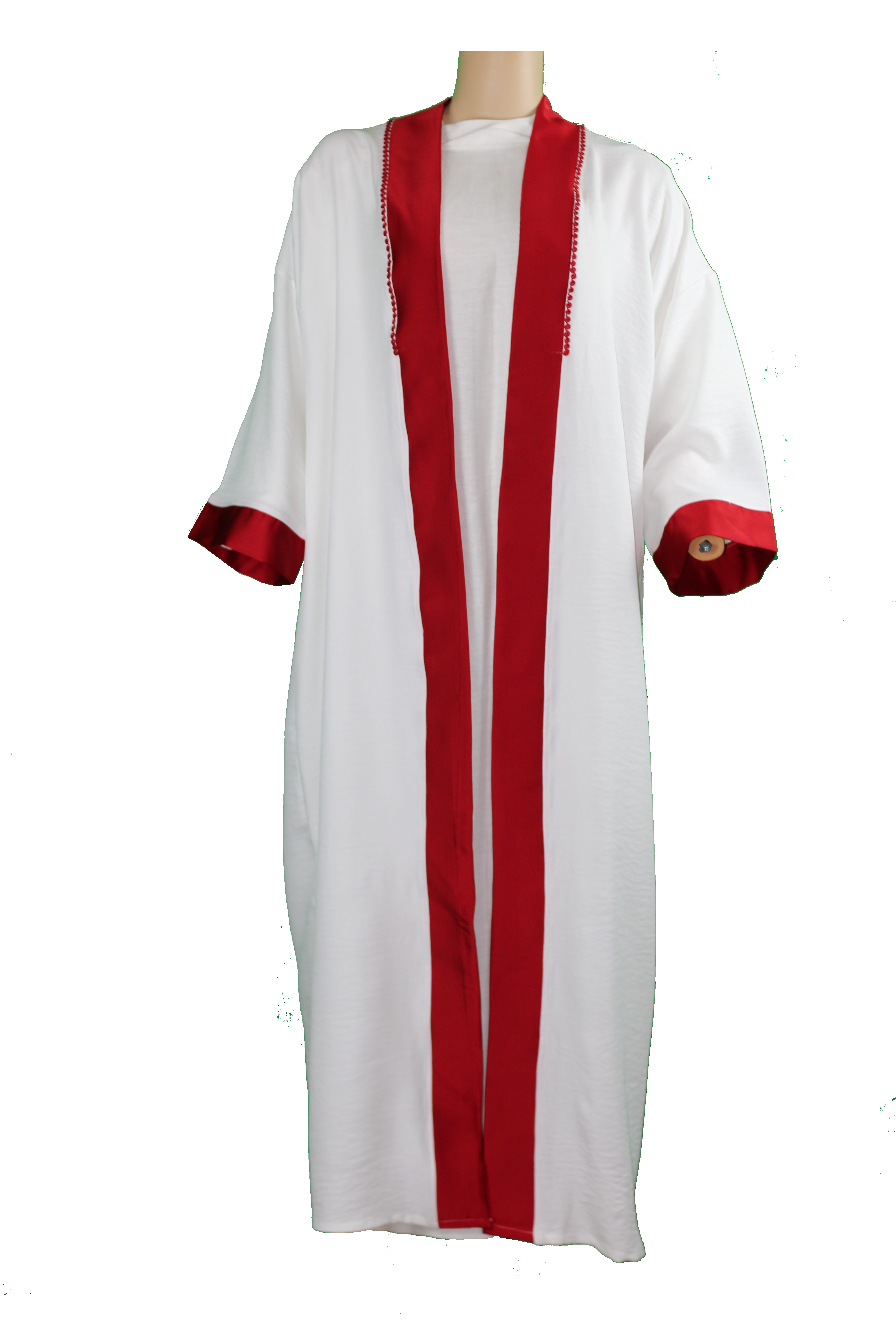 Gandoura Blanche & Détails Rouges