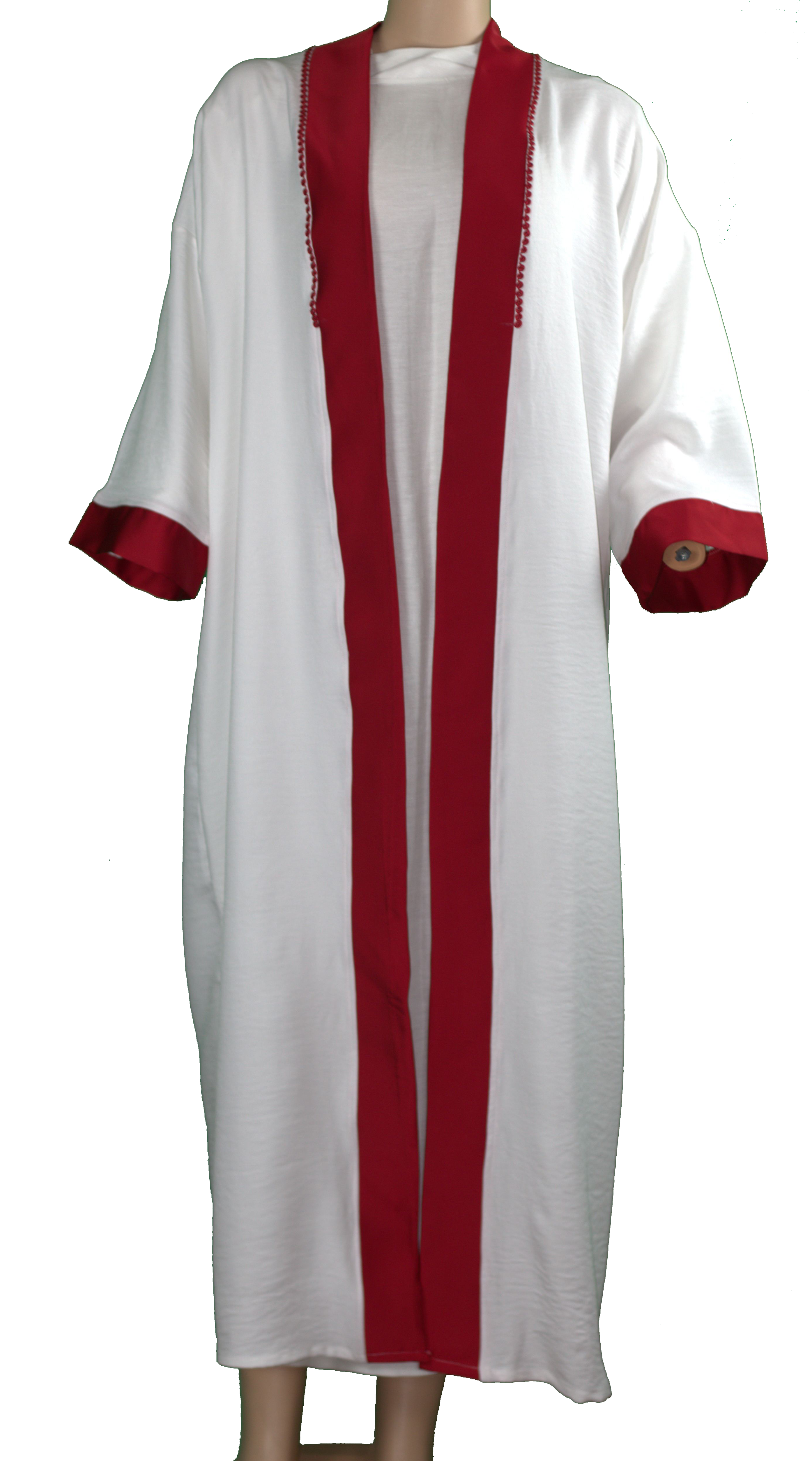 Gandoura Blanche & Détails Rouges