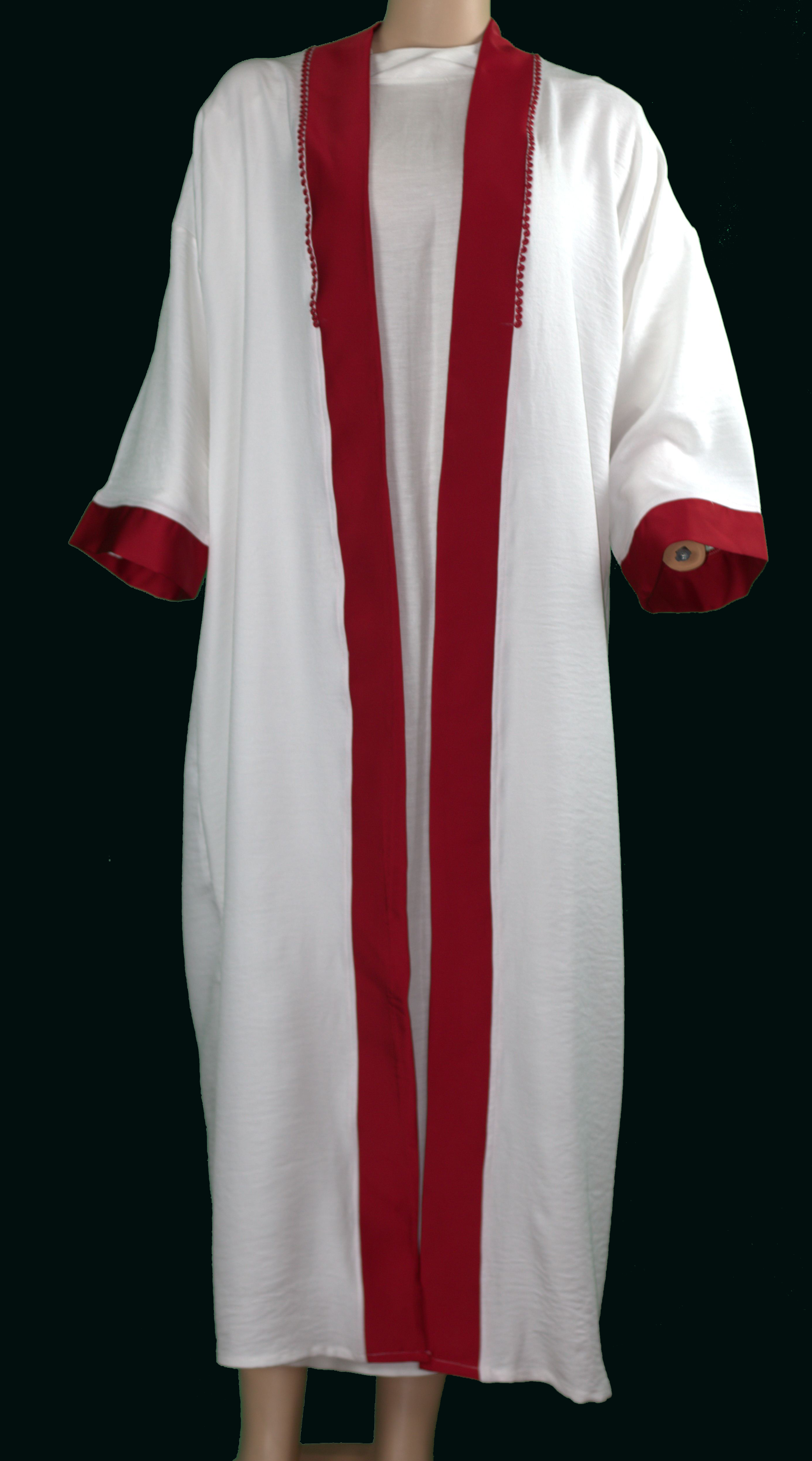 Gandoura Blanche & Détails Rouges