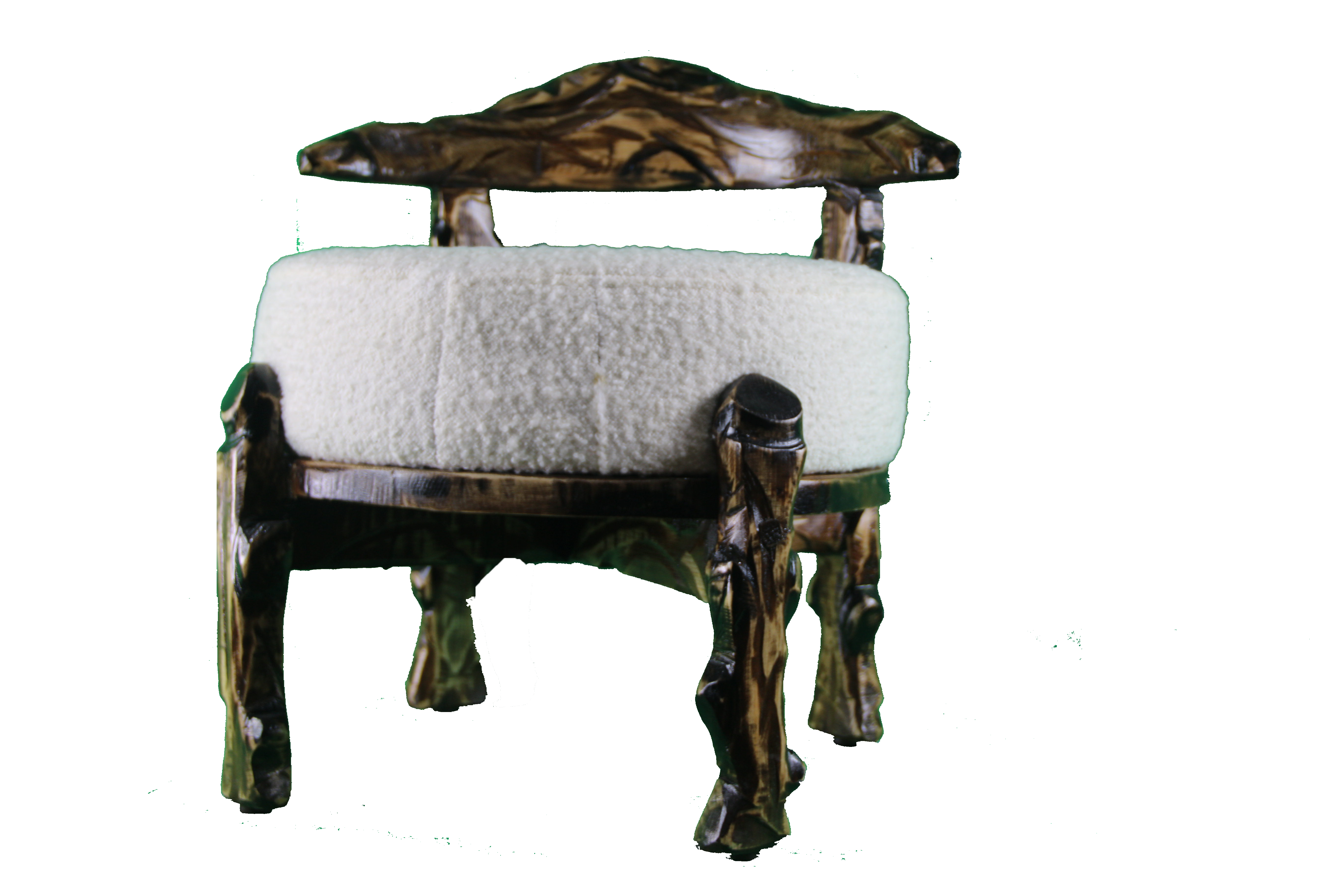 Tabouret rond avec dossier sculpté