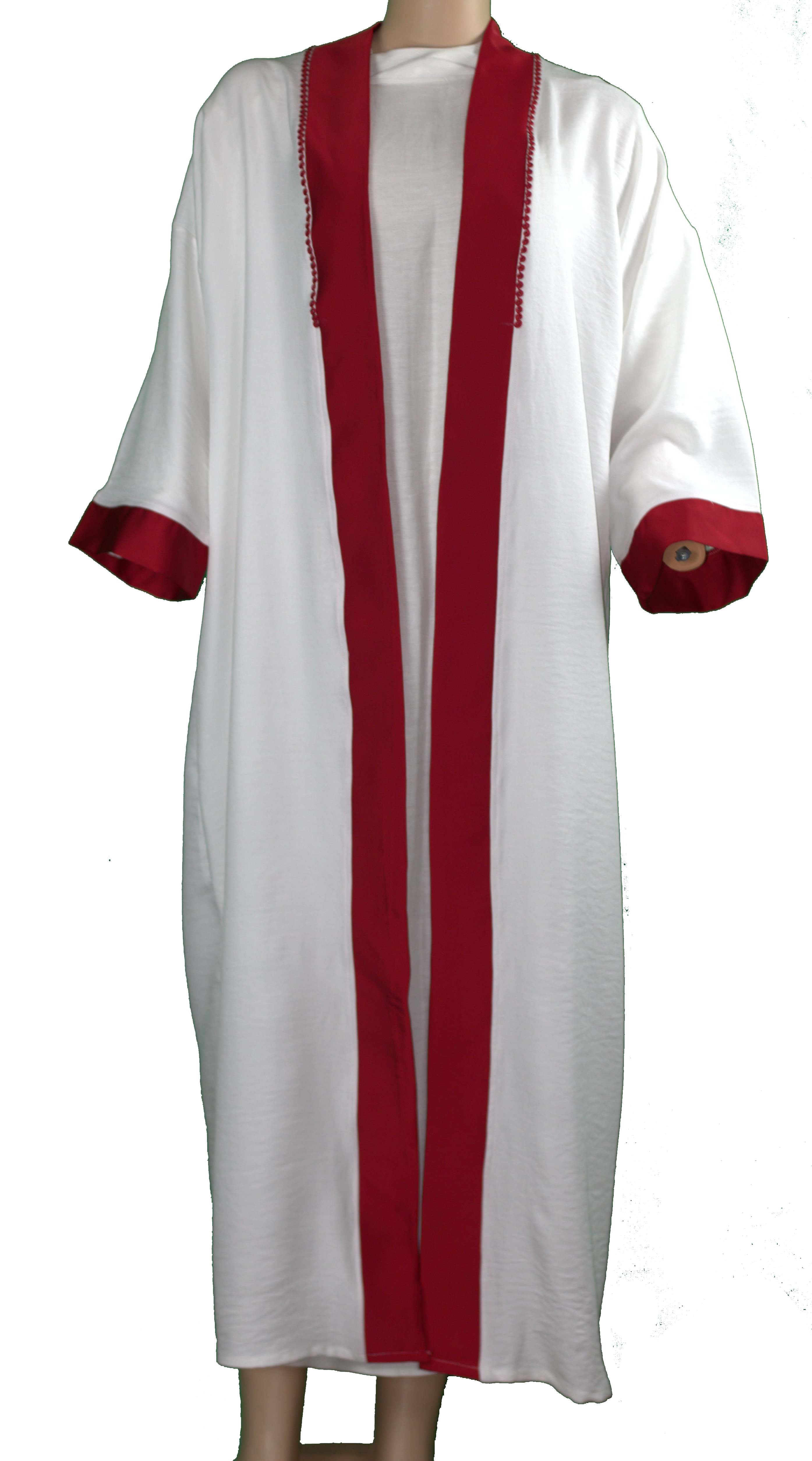 Gandoura Blanche & Détails Rouges