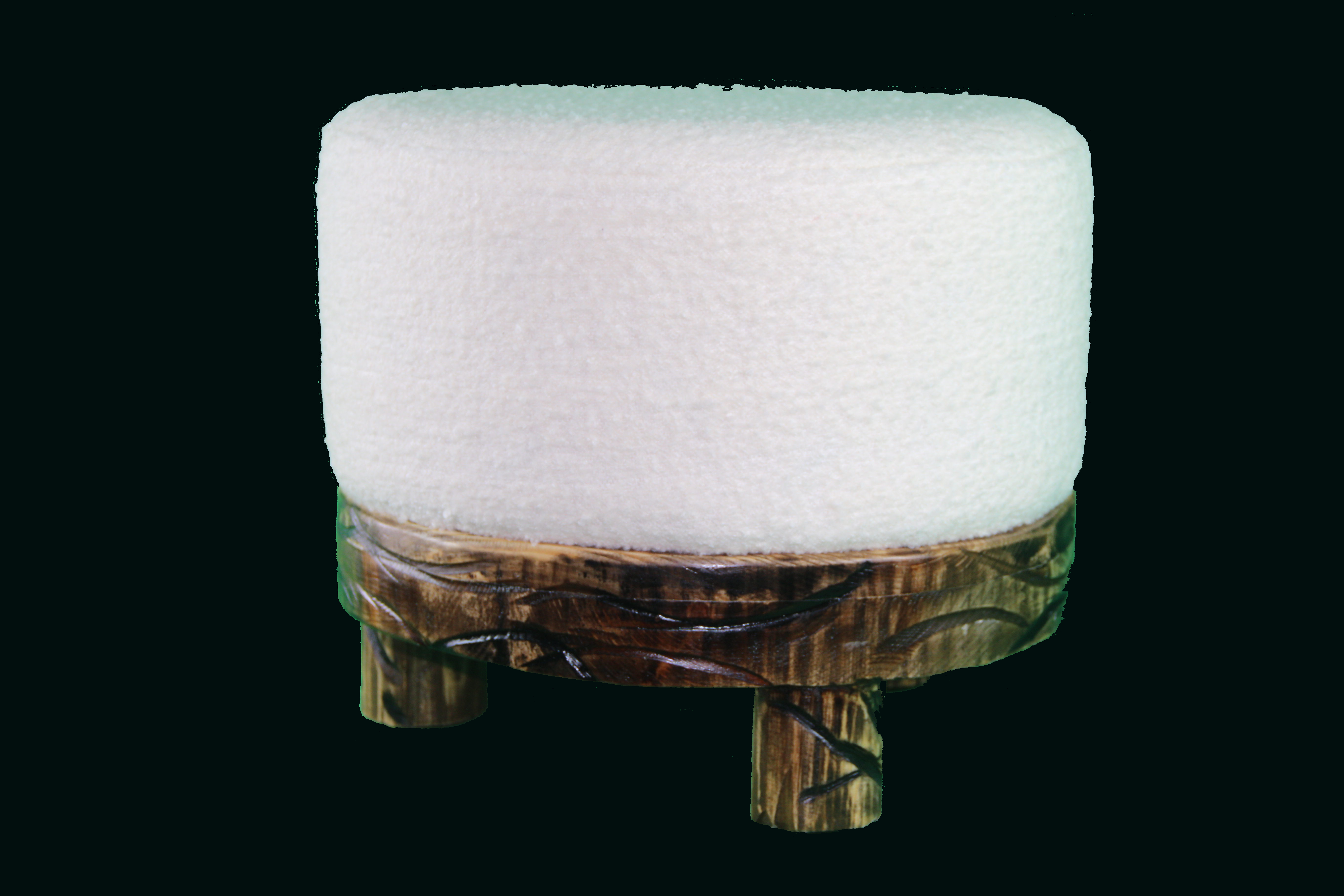 Tabouret rond rustique – Base sculptée