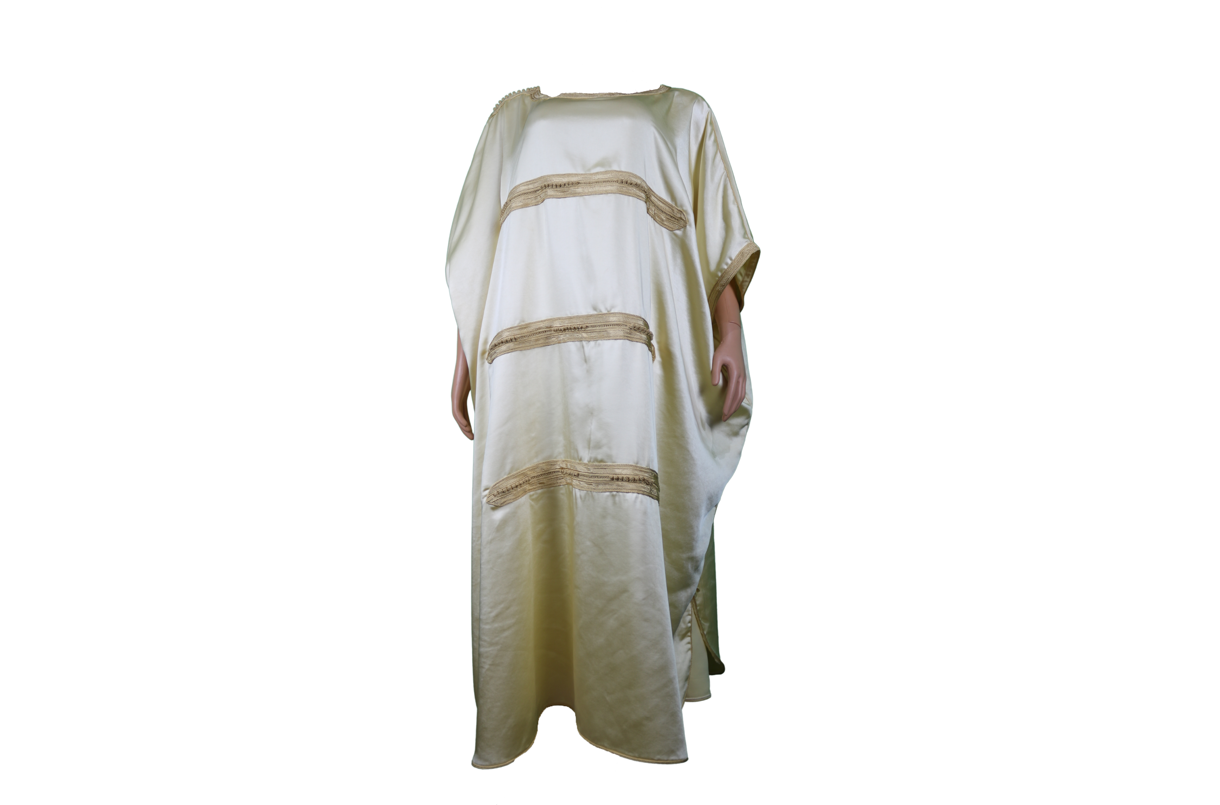Caftan ample crème à bandes dorées