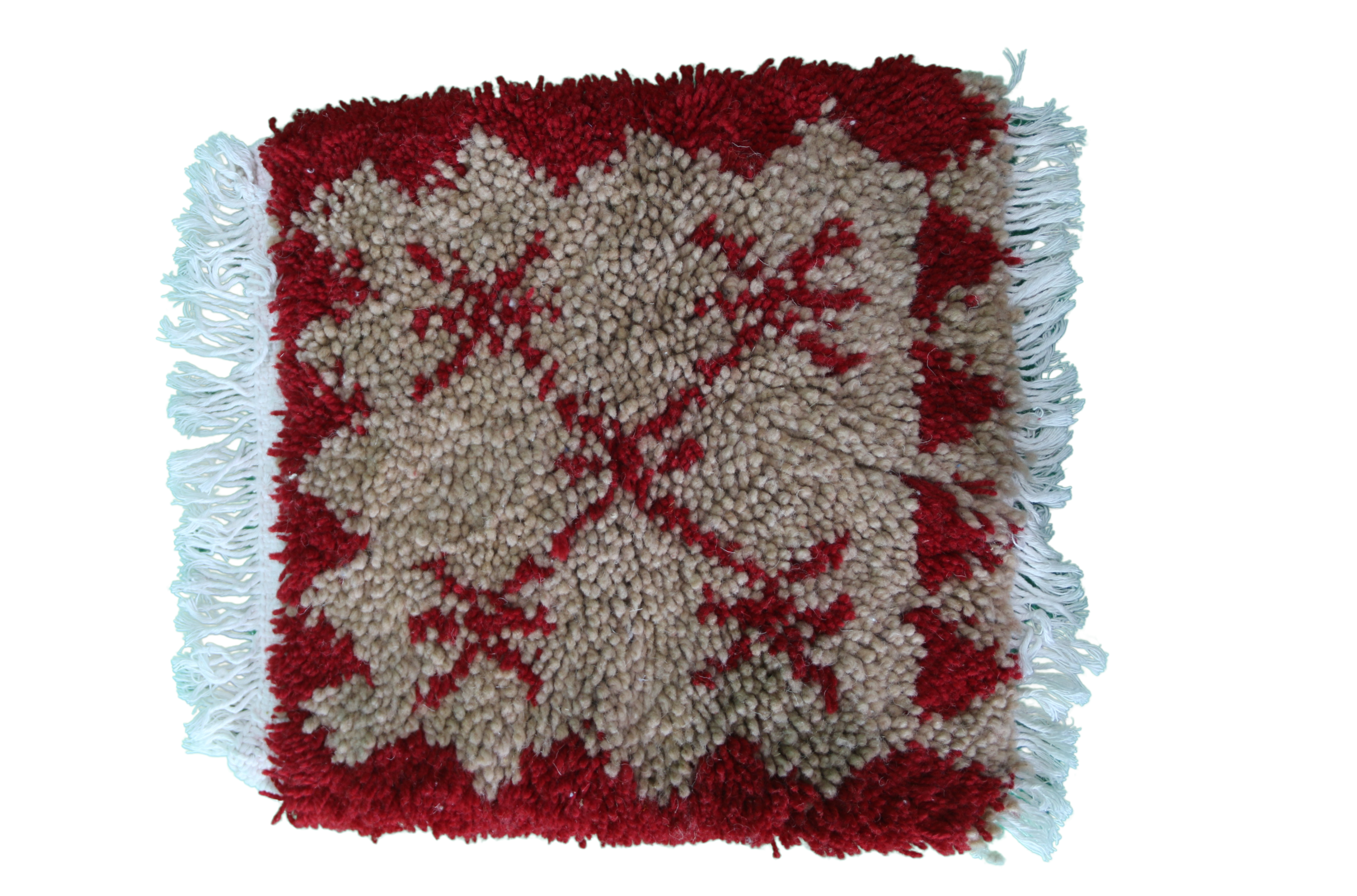 Mini tapis rouge et beige à motif floral central