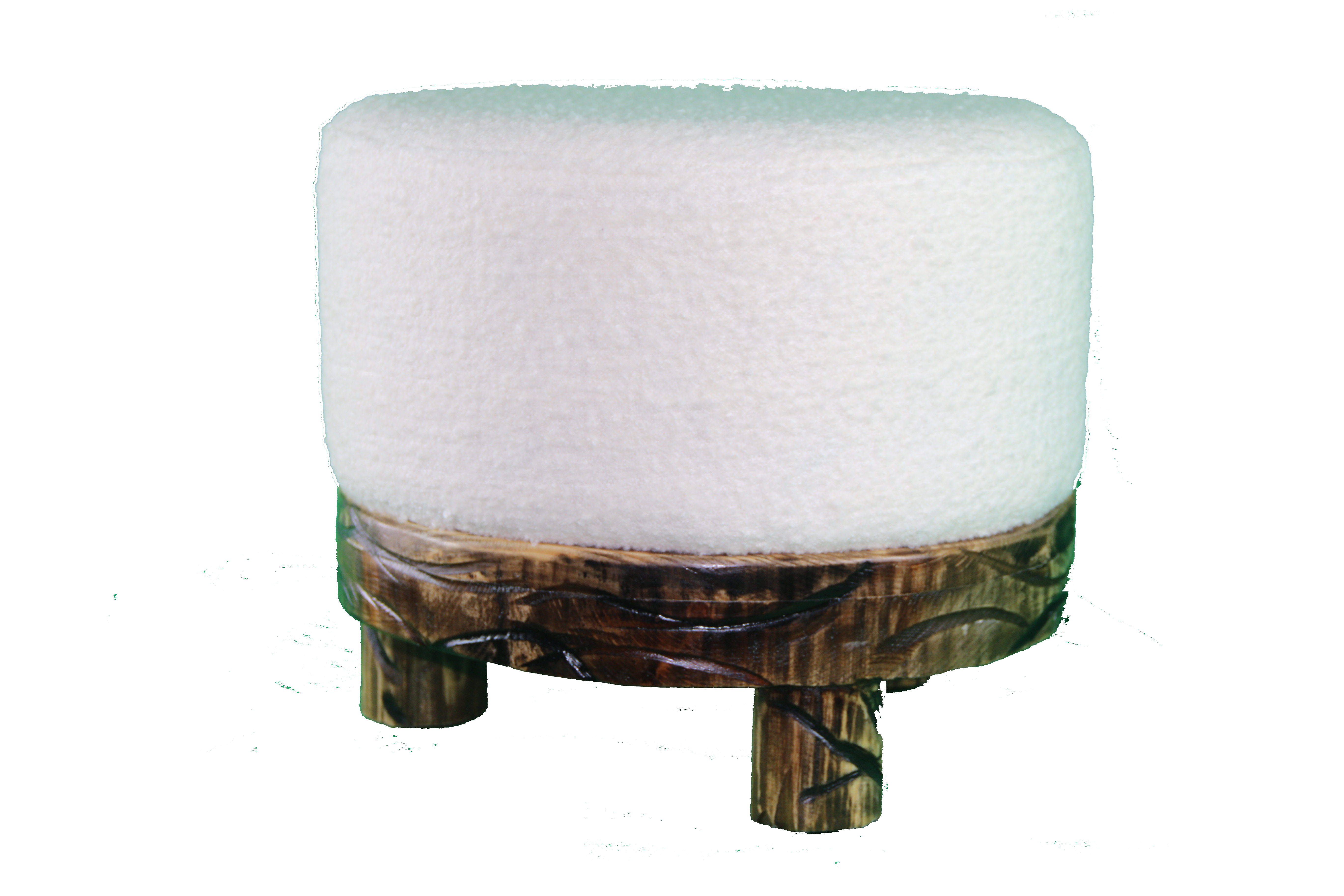 Tabouret rond rustique – Base sculptée