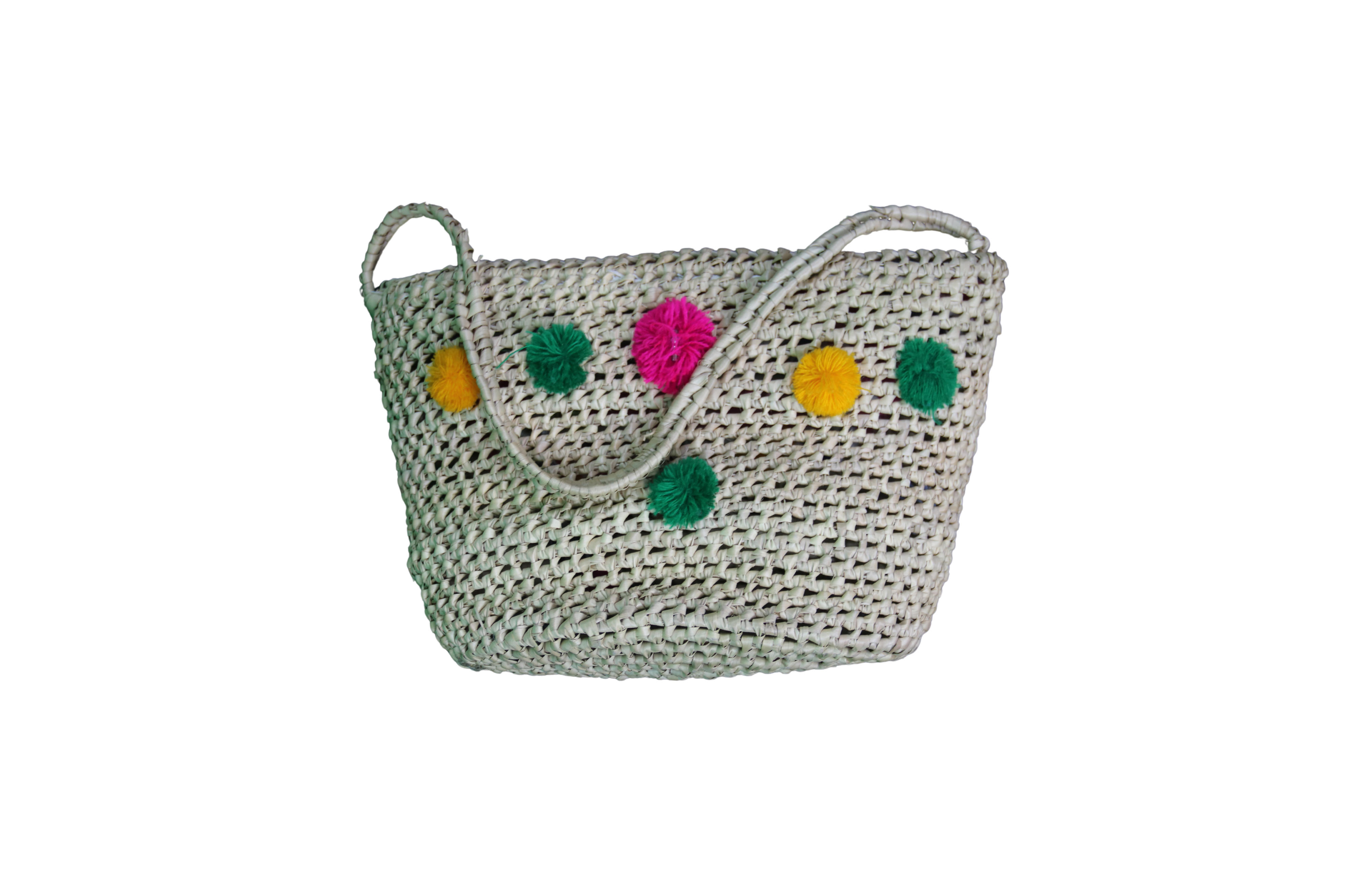 سلة من الخوص مع شرابات