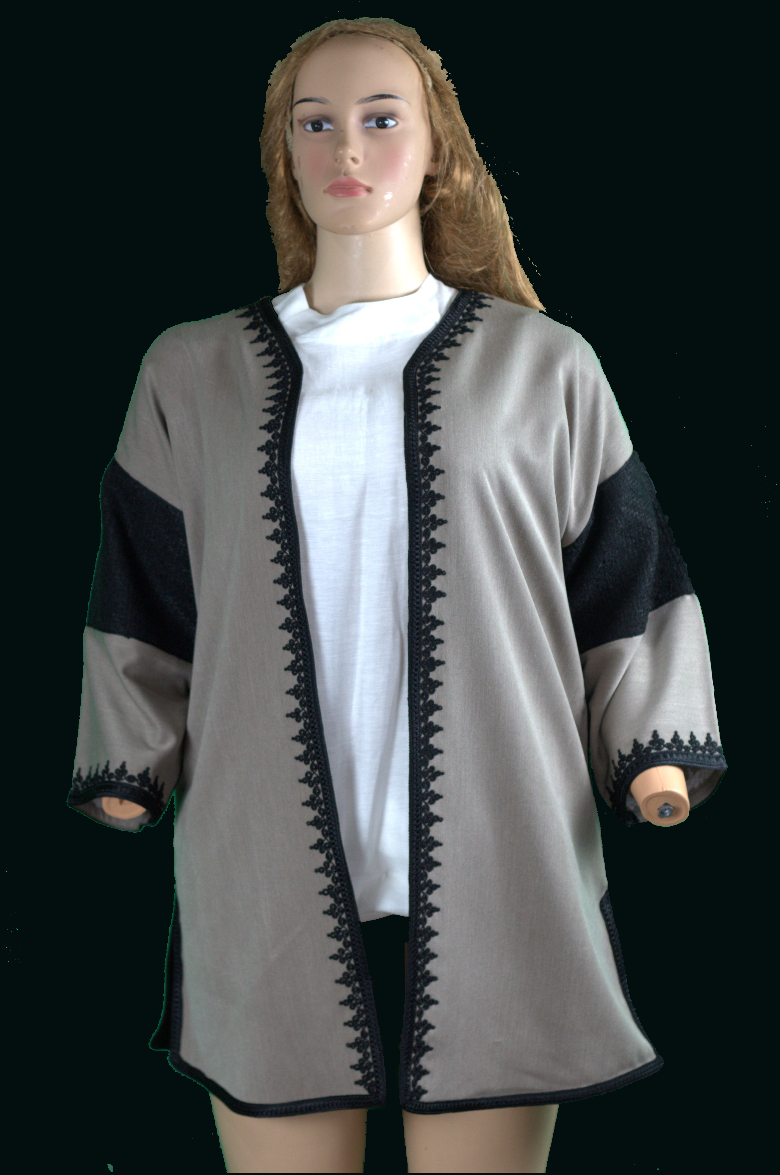 Veste Taupe Bordée de Noir