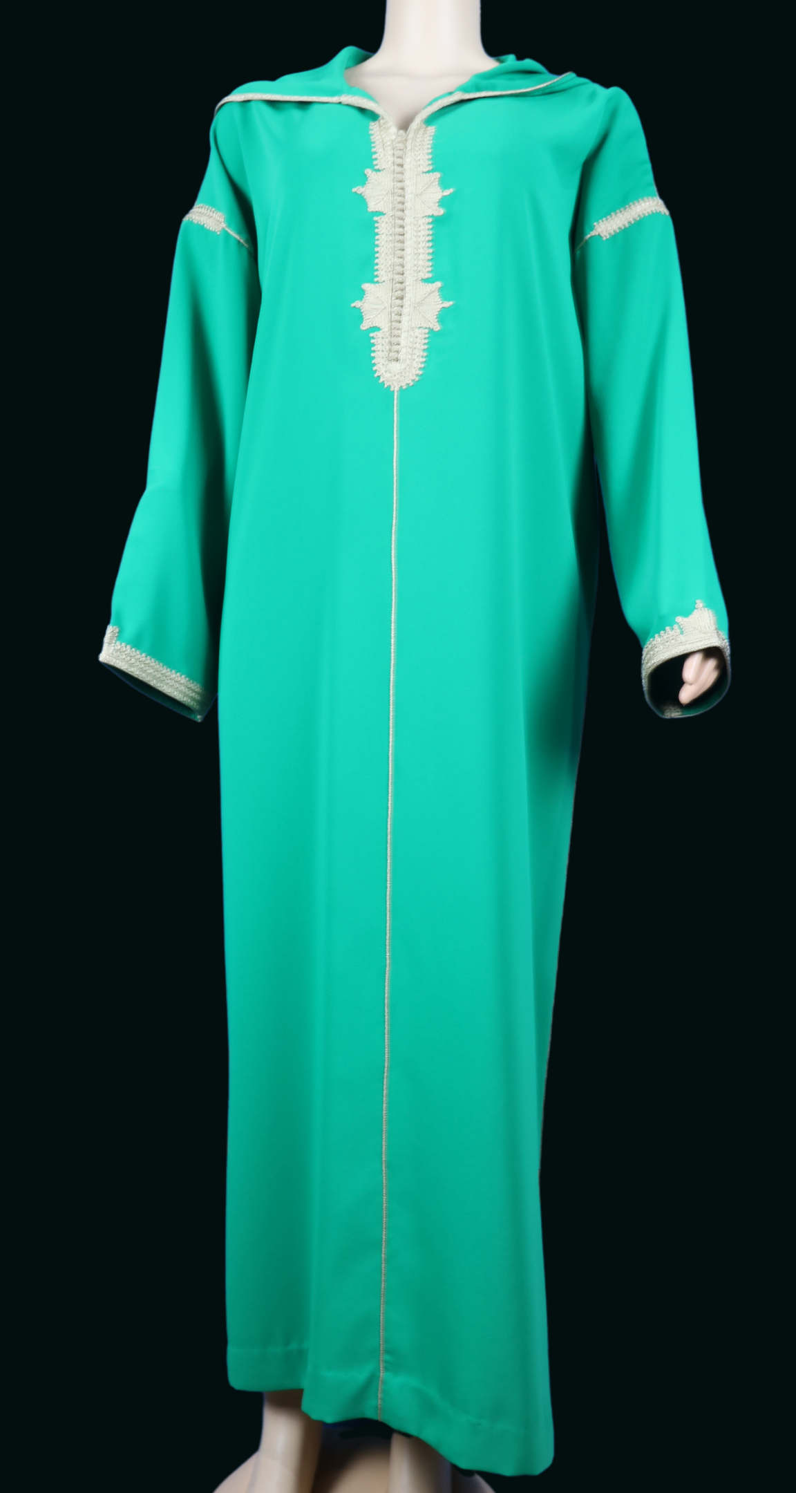 Djellaba verte menthe avec sfifa crème