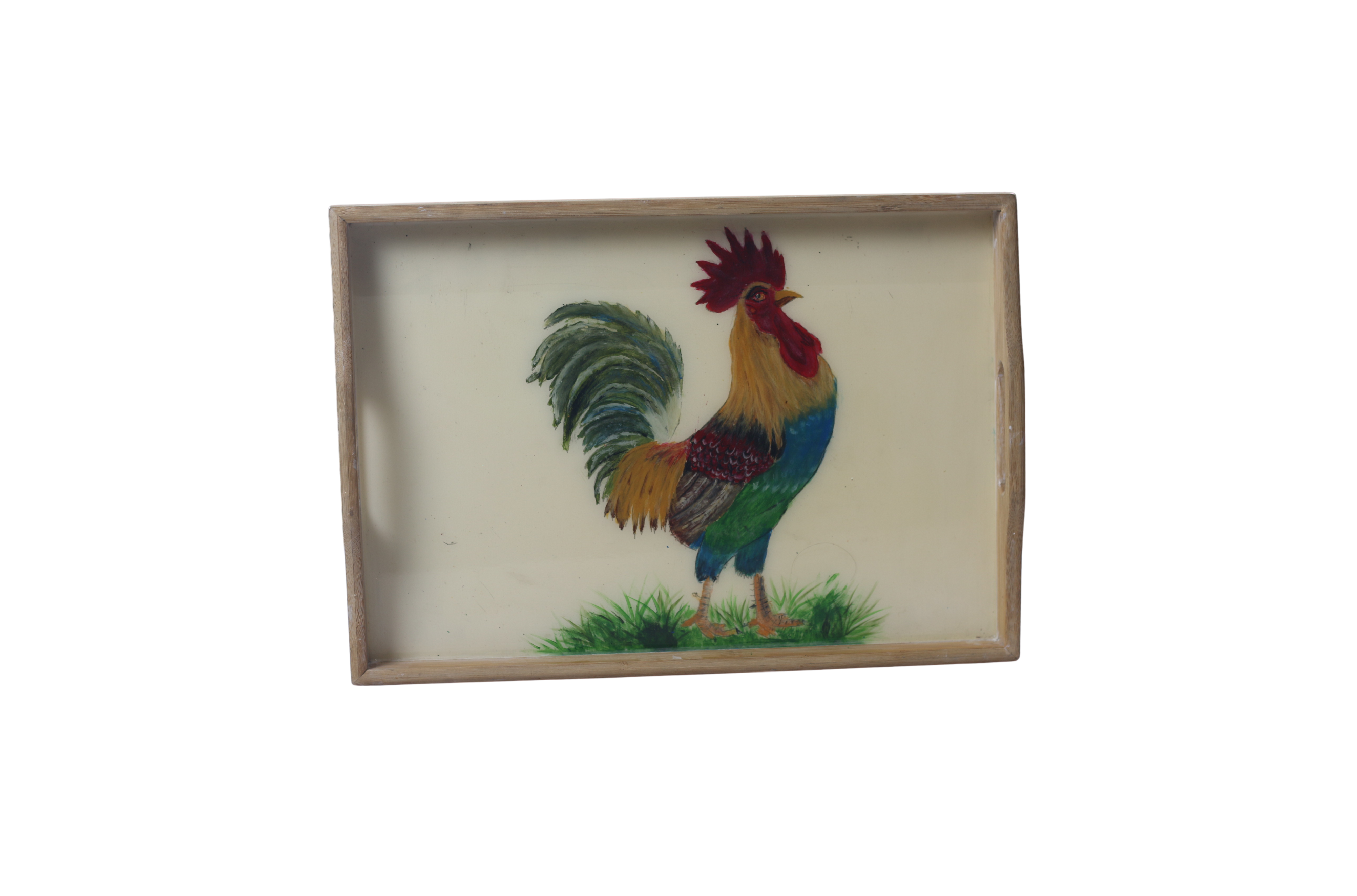Plateau en bois – Coq coloré