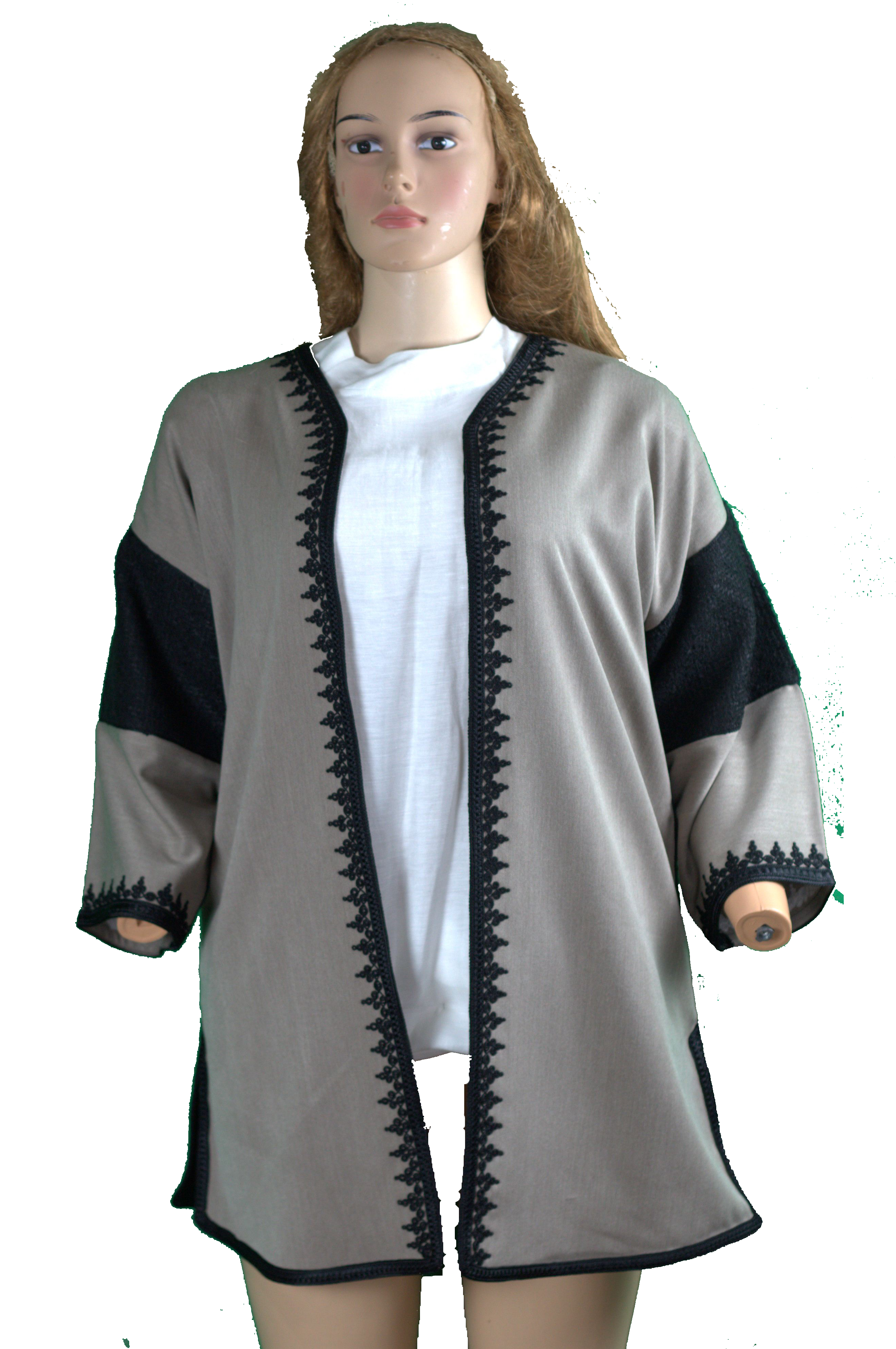 Veste Taupe Bordée de Noir